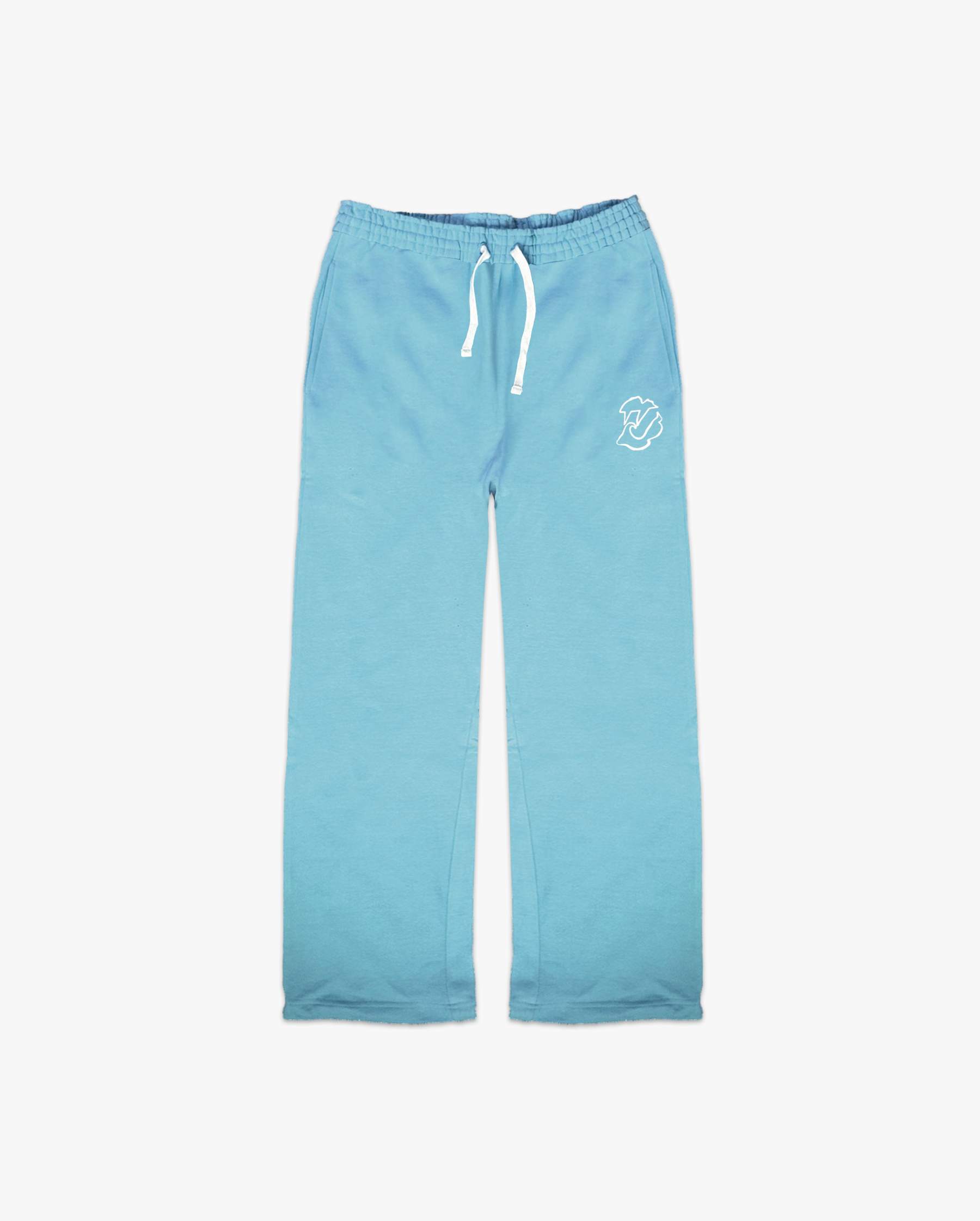 Wave Esports pastel blue straight-leg sweatpants, front flat lay