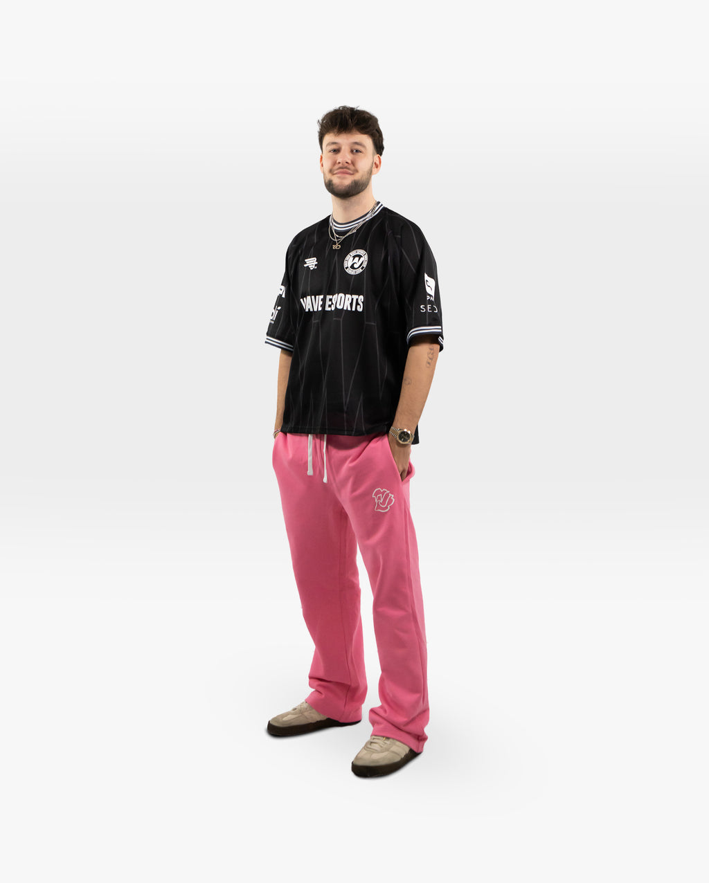 Wave Esports baby pink straight-leg sweatpants, Drexler angled